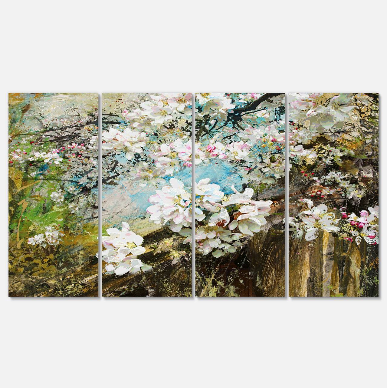 Designart - Apple Blossoms With White Flowers - Floral Art Canvas Print